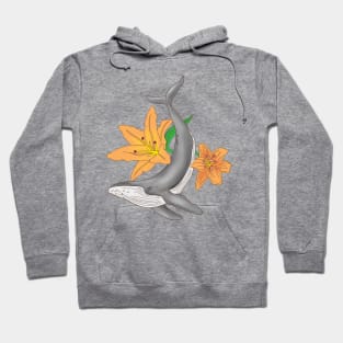 Whale and Lily Flower Hoodie